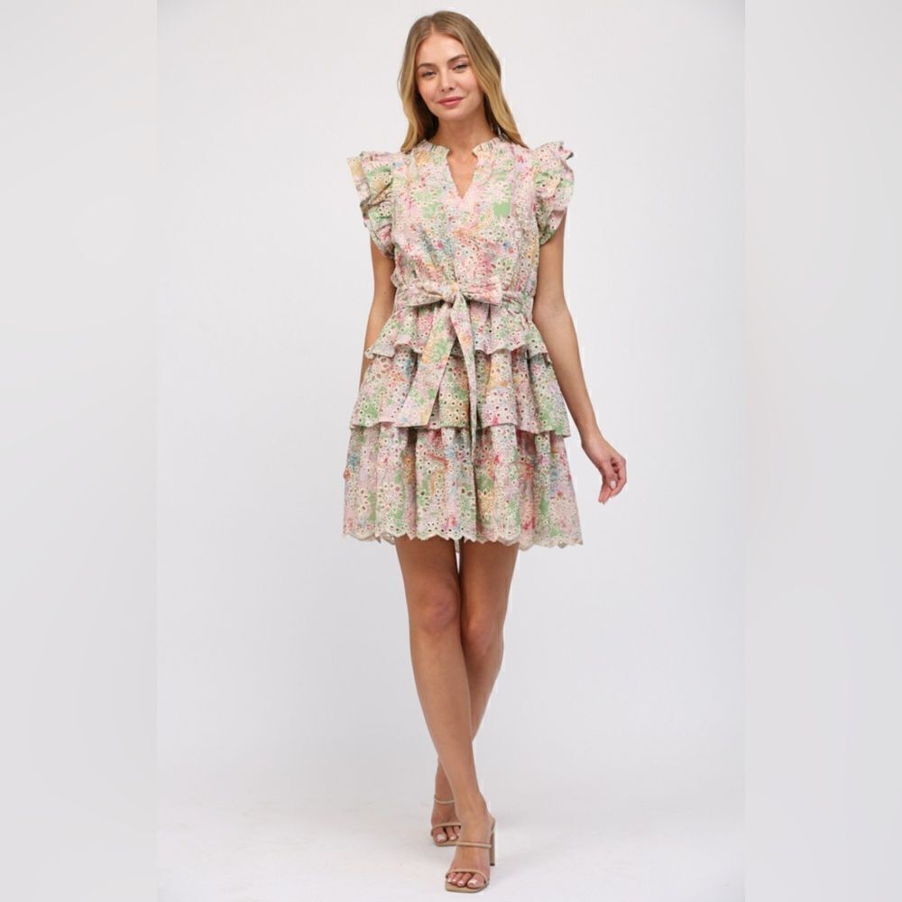 031. EYELET TIERED DRESS - Picture 7 of 10